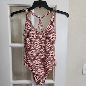 Xhilaration One Piece Swimsuit Medium Aztec Print Racerback